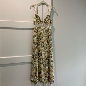Danielle Bernstein Floral Lace-inset Midi Dress
